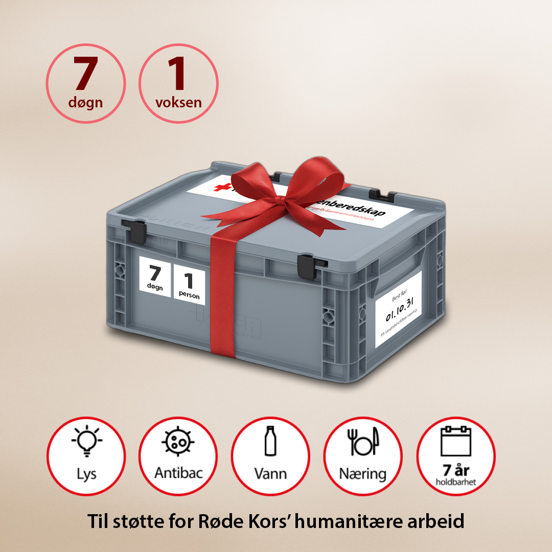 Jul 2025 - NB - Kasse liten 1x1 Egenberedskapspakke for 7 dager og 1 person